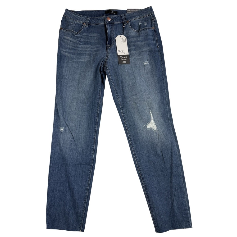 1822 Vintage Denim High-Rise Skinny Jeans 16 (33x27) Distressed Boho Festival